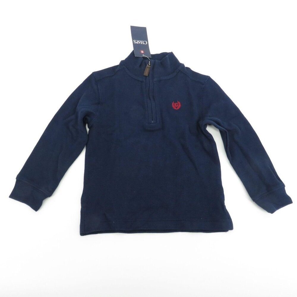 Chaps Boys Blue Ribbed 1/4 Zip Shirt Size 4 NWT $36